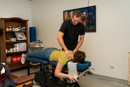 Female patient on a chiropractic table