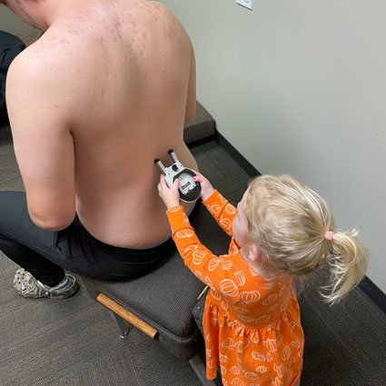 child adjusting patient