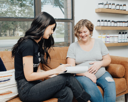 Consulting with pregnant patient