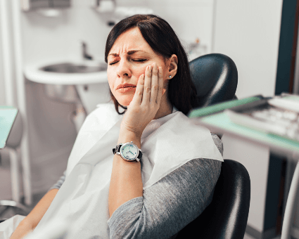Woman with TMJ pain