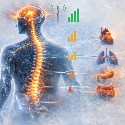graphic of spine and different body organs