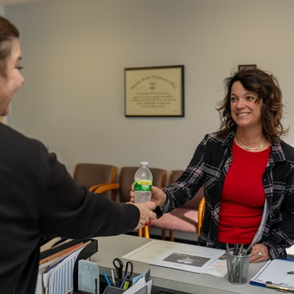 Patient welcomed with a bottle of water