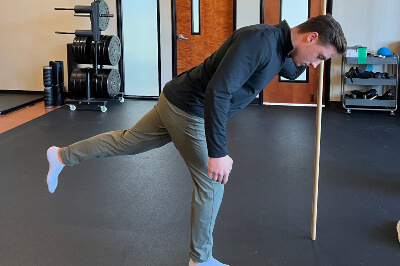 Dr Aleks doing balance exercise