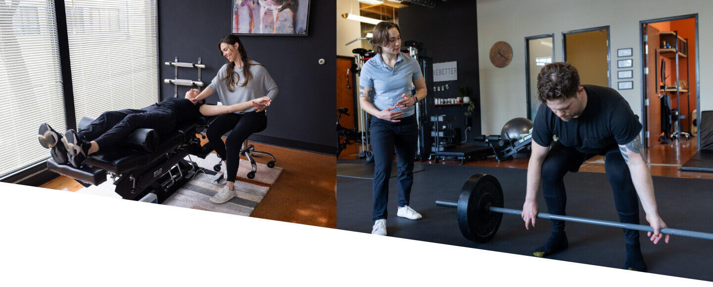 Photo collage of physical therapy and movement therapy at Move Better