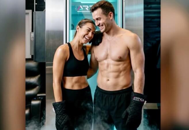 man and woman working out