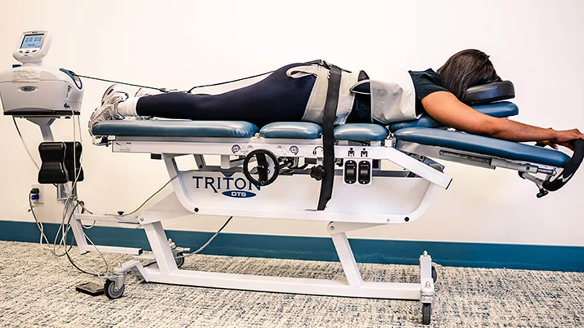 spinal decompression female patient facedown