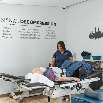 Patient getting spinal decompression treatment