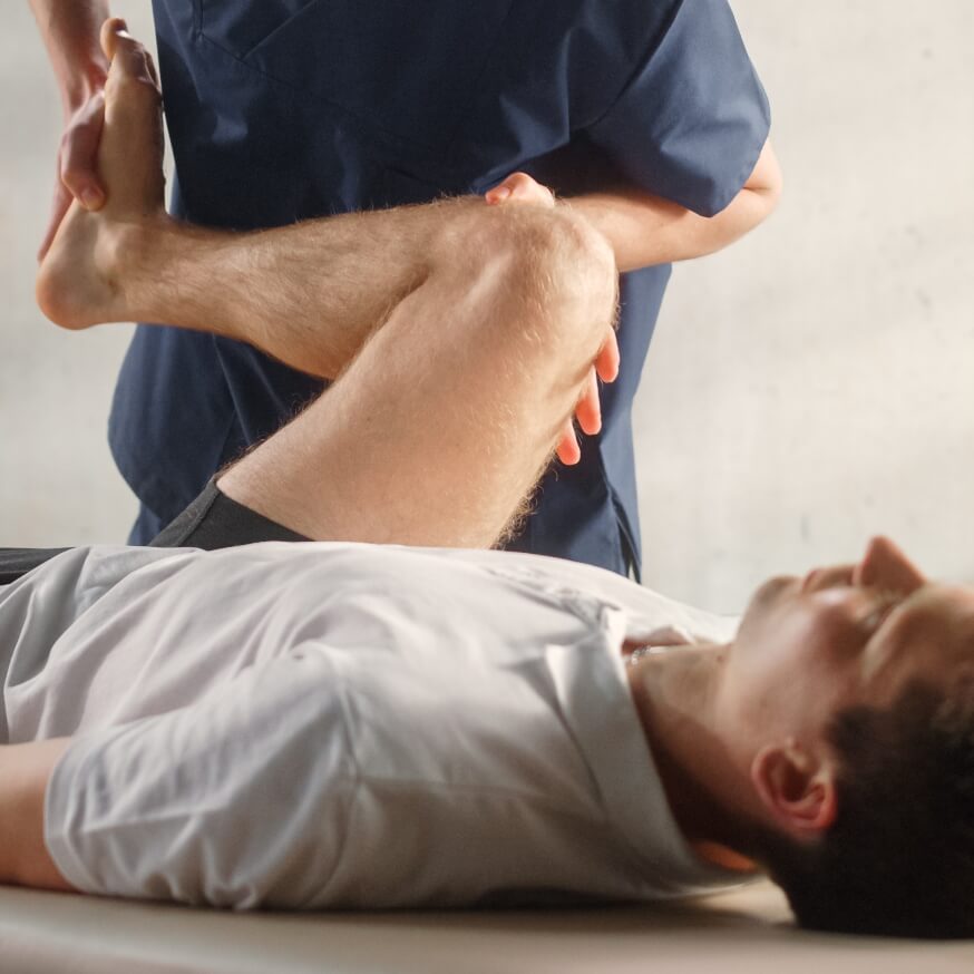 person having knee adjusted