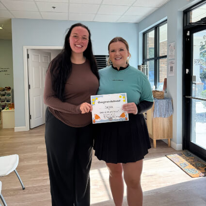 Patient holding sign