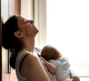 Mom holding baby