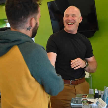 Stuart greeting patients