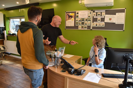 Stuart talking to staff