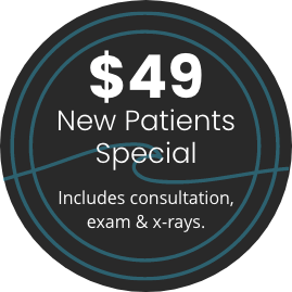 $49 New Patients Special Includes consultation, exam & x-rays.