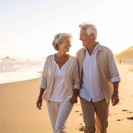 romantic walk at sunset
