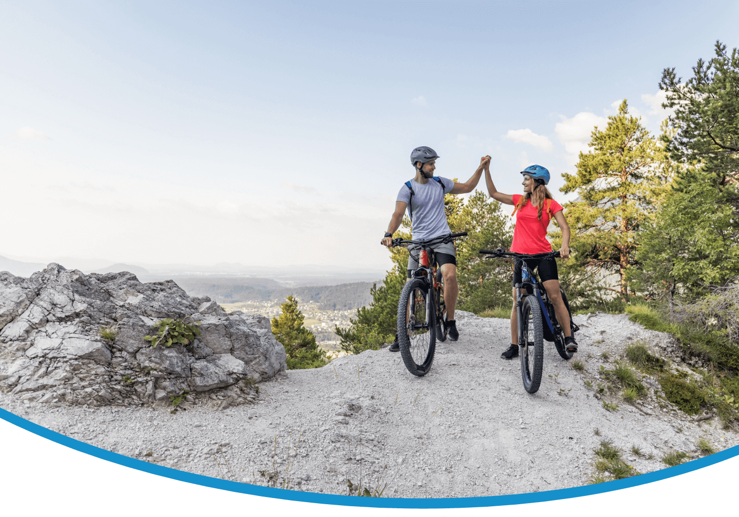 Couple biking