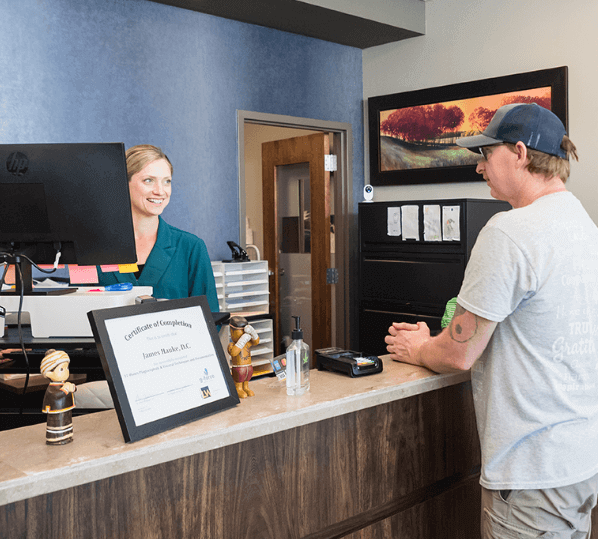 patient at front desk