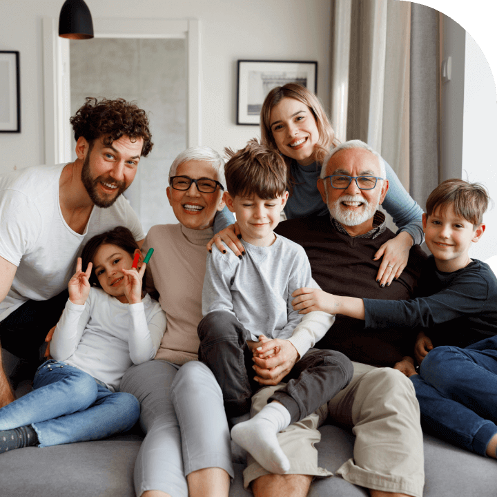 multigeneration family on couch