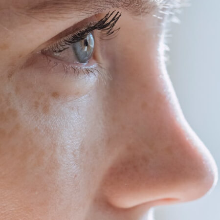 Close-up view of woman's nose