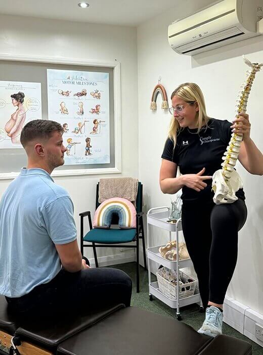 doctor explaining spine model