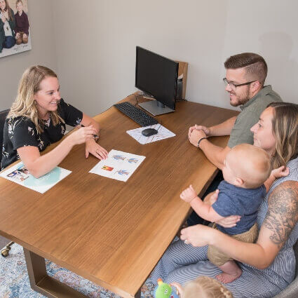 dr. kari in discussion with patients