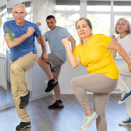 elderly seniors group fitness class