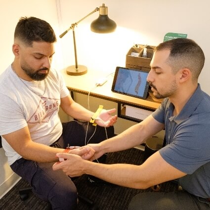 Dr Nick doing test on patient