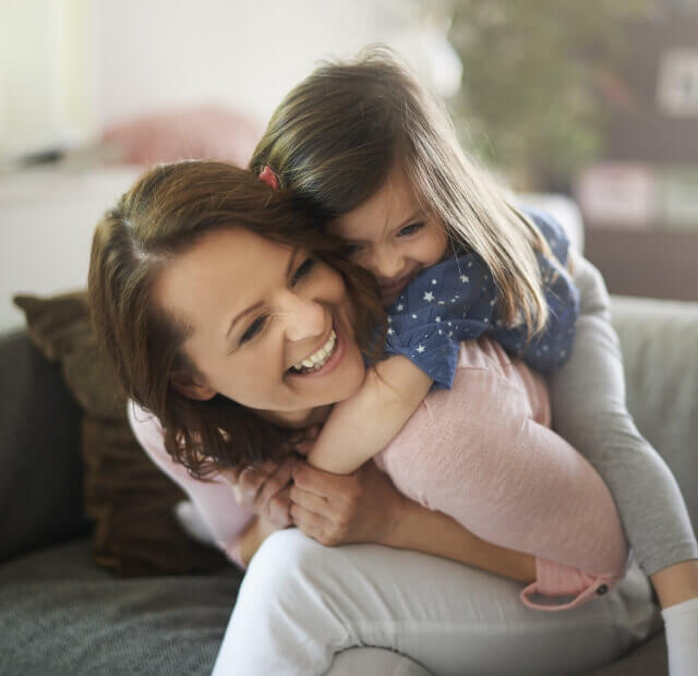 mother and daughter playing