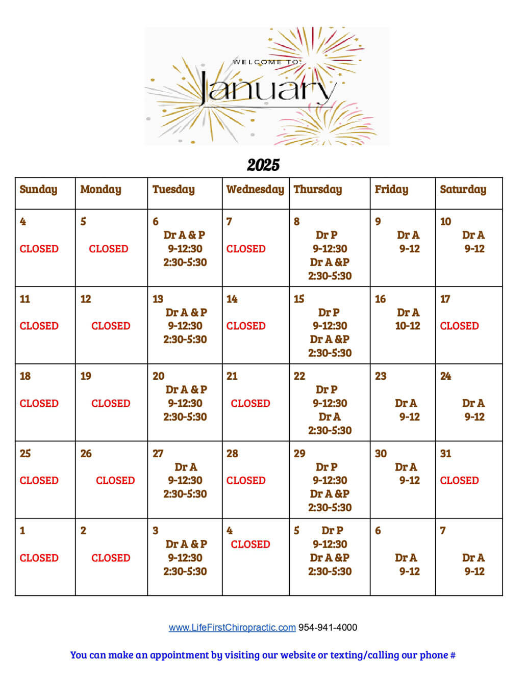January Calendar