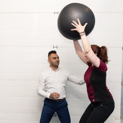 Physiotherapy throwing ball