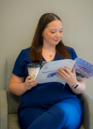 person sitting in waiting area