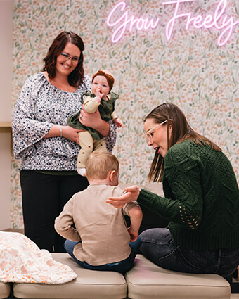 Edmonton Chiropractor, Dr. Jamie talking to toddler