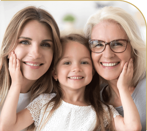 three generations of ladies smiling