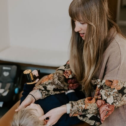 child having neck adjusted
