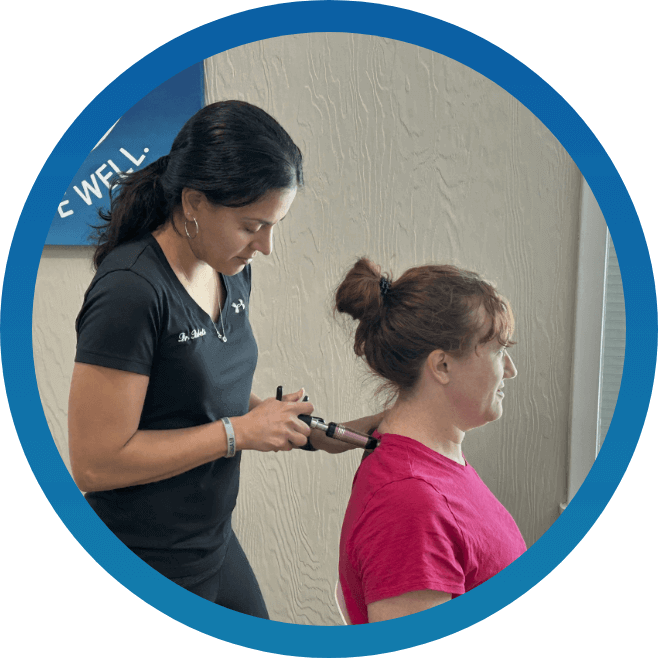 Roanoke chiropractor using neck adjustment tool