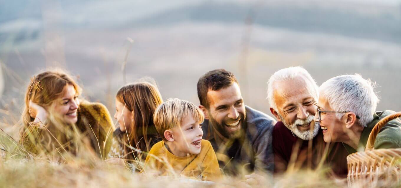 family in a field