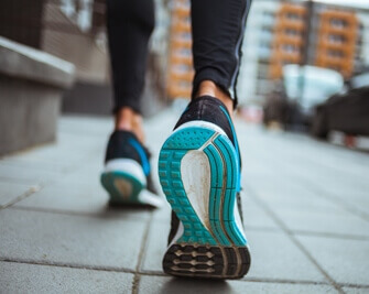 Close up view of running shoes