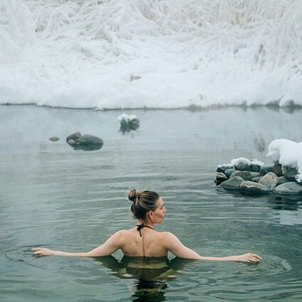 person in cold water