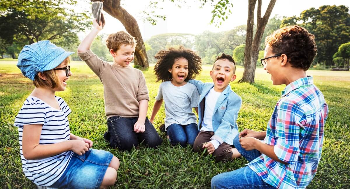 Happy children out in nature