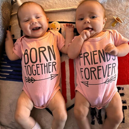 Happy twin babies