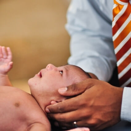 baby being adjusted