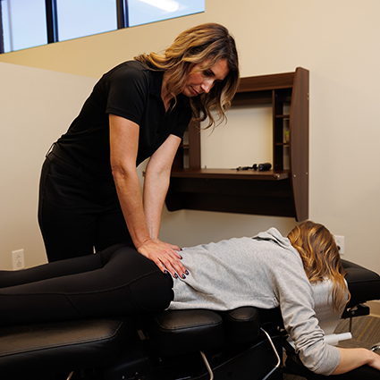 St. Louis Chiropractor Dr Sanela lower back adjustment