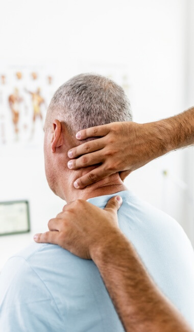 man having back massage