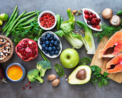 Variety of several healthy foods