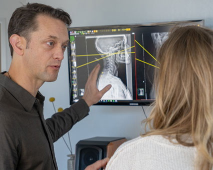 Dr. Chad Bennis explaining xray