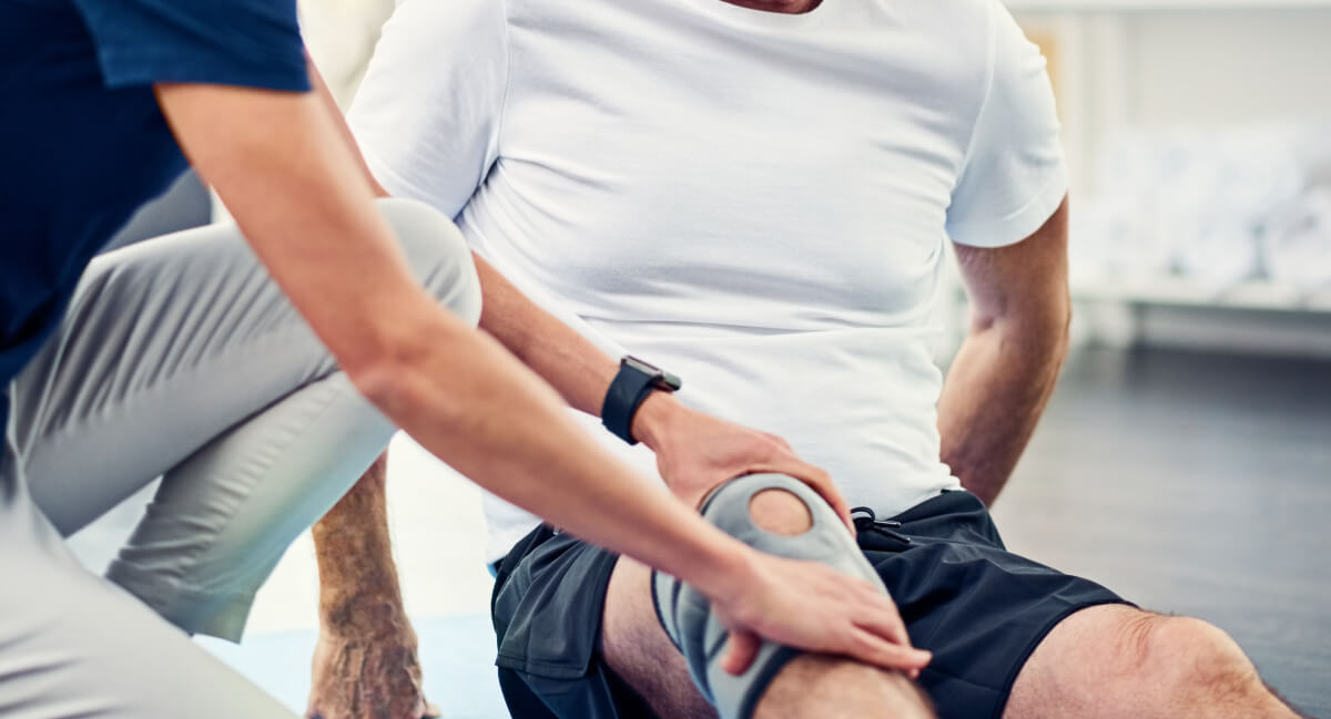 Male patient in physiotherapy session