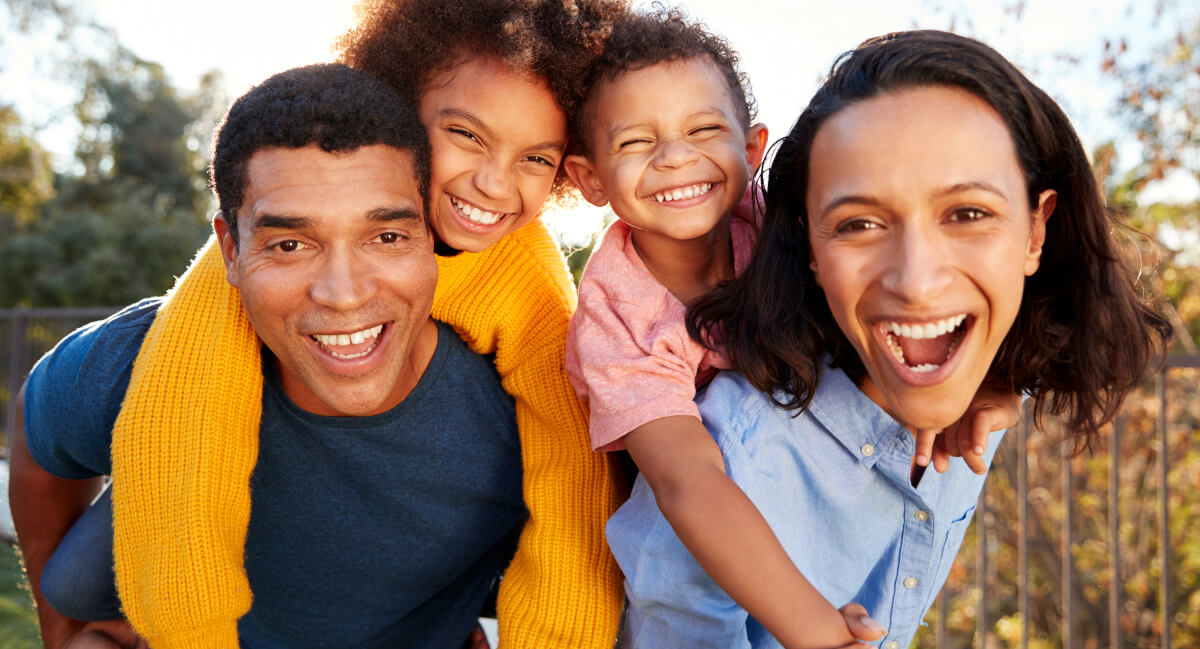 Happy mixed-race family