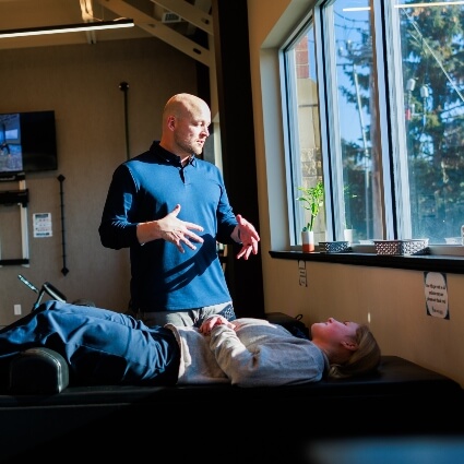 New Hope Chiropractor talking with patient