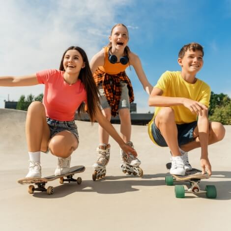kids playing skateboard