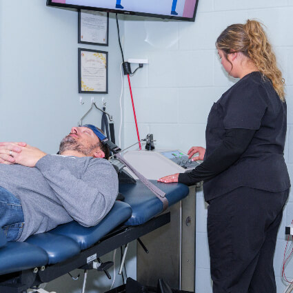 Man on decompression table