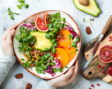 Plate with healthy food